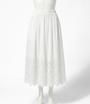 NEW KAREN KANE cutout embroidery midi skirt - plus in off white